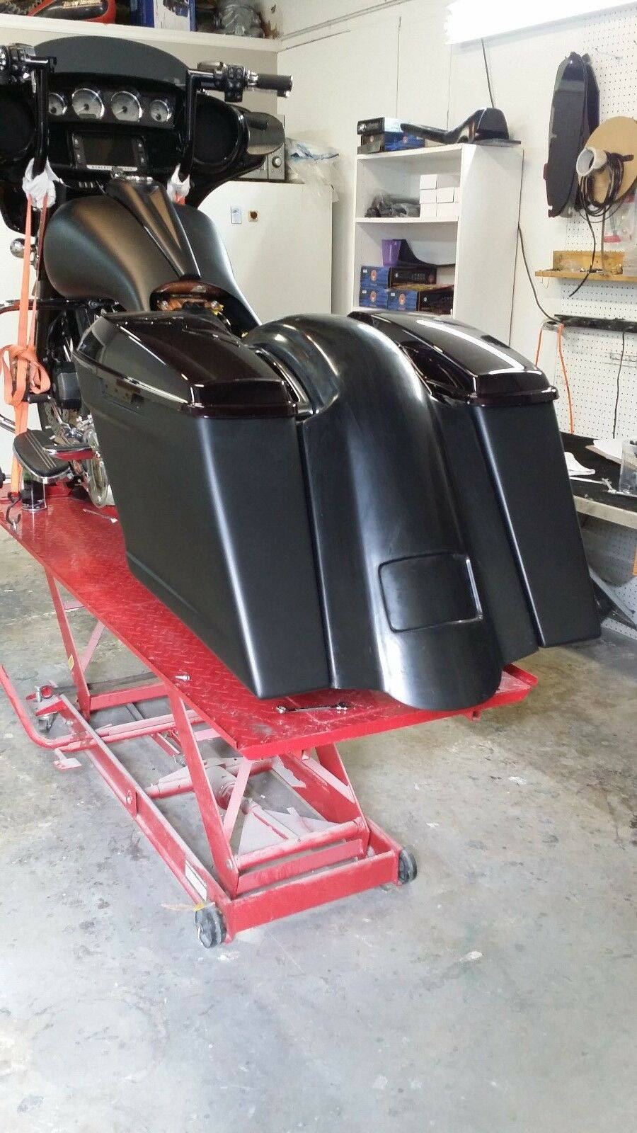 2014- 5 1/2" Saddlebags Fender Stock Lids Harley Davidson No Exhaust Stretched - Bike Life Nation