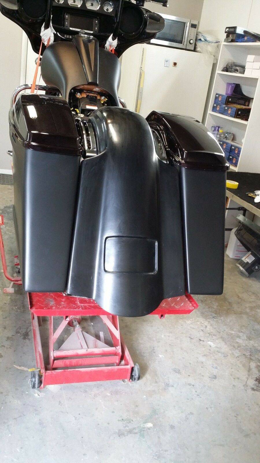 2014- 5 1/2" Saddlebags Fender Stock Lids Harley Davidson No Exhaust Stretched - Bike Life Nation