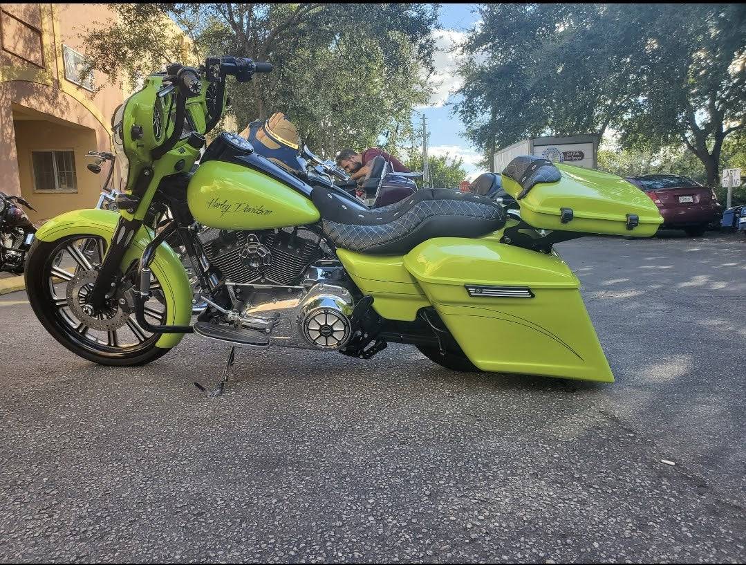 2014- 5 1/2" Saddlebags Fender Stock Lids Harley Davidson No Exhaust Stretched - Bike Life Nation