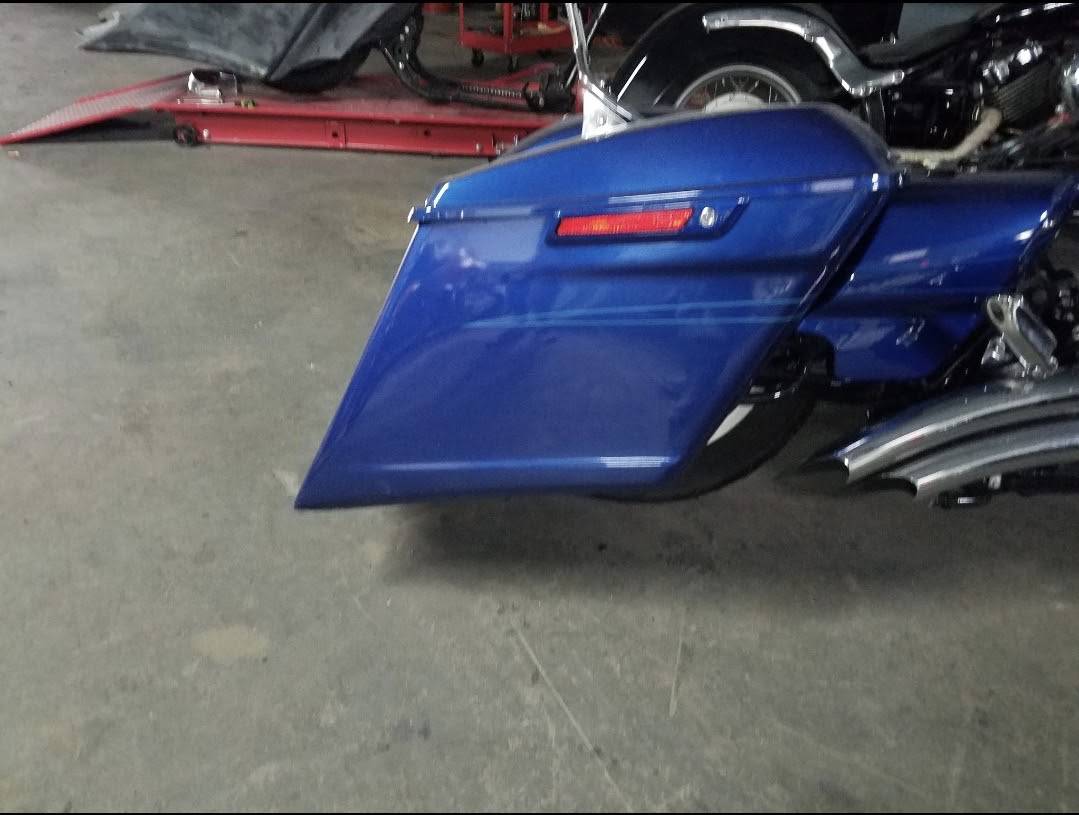 2014- 5 1/2" Saddlebags Fender Stock Lids Harley Davidson No Exhaust Stretched - Bike Life Nation