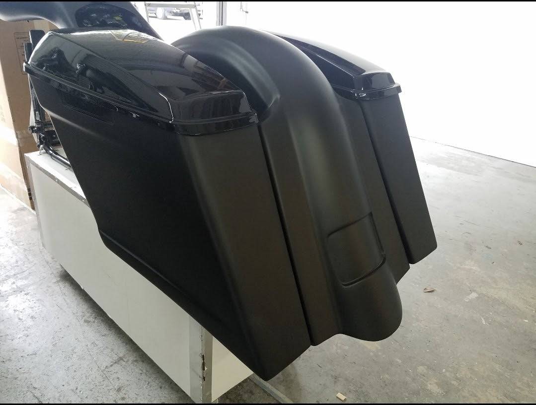 2014- 5 1/2" Saddlebags Fender Stock Lids Harley Davidson No Exhaust Stretched - Bike Life Nation