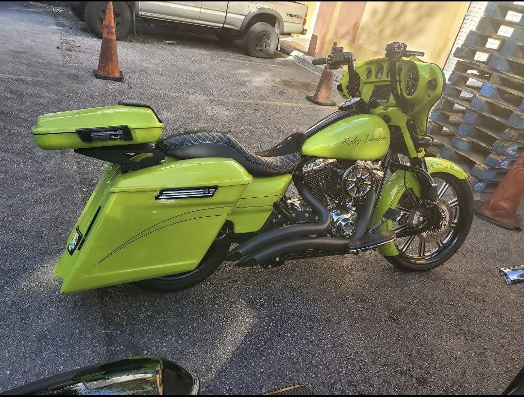 2014- 5 1/2" Saddlebags Fender Stock Lids Harley Davidson No Exhaust Stretched - Bike Life Nation