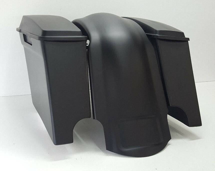 4" Inch Harley Davidson Saddlebags Overlay Fender Stock Lids Dual Cutout FLH - Bike Life Nation