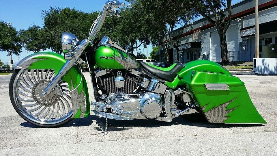 Harley Davidson Softail Drop Back Stretched Extended Saddlebags / fender Deluxe Heritage - Bike Life Nation