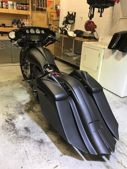 Harley Davison 6" Down 14" Back Angled Sweep Stretched Saddlebags - Bike Life Nation