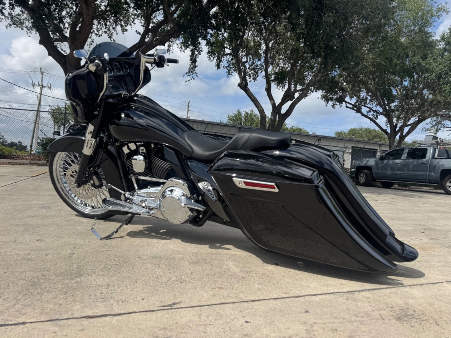Harley Davidson 6" Down 12" Back  Reborn Stretched Saddlebags & Fender